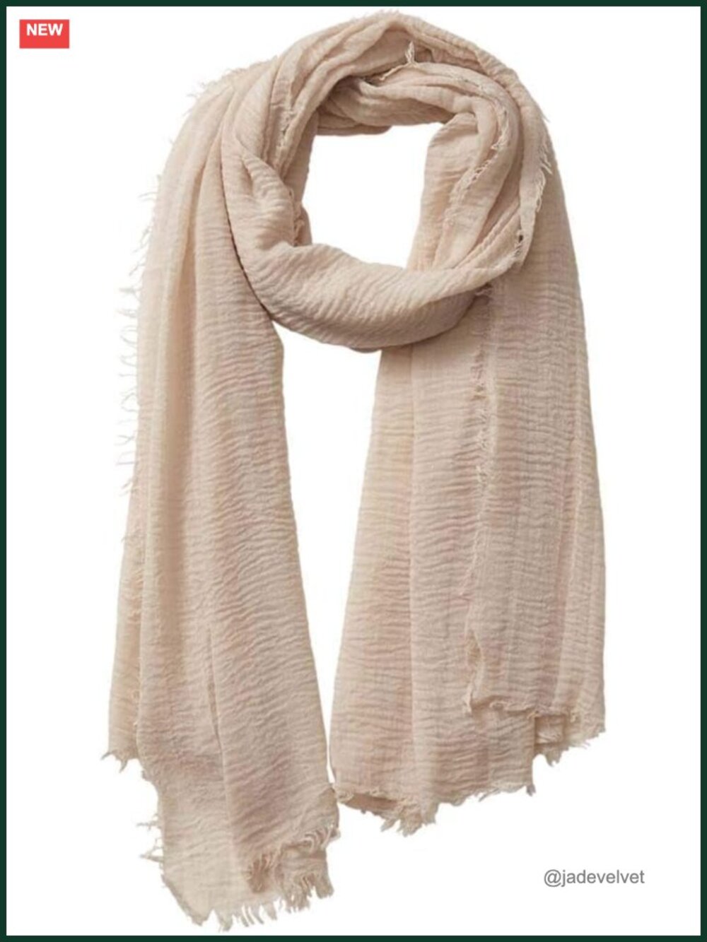 Cotton Blend Crinkle Fashion Scarf with Fringed Edges Lightweight Shawl Travel